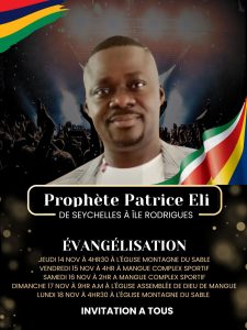 Prophète Patrice Eli - De Seychelles à l'île Rodrigues - Poster
